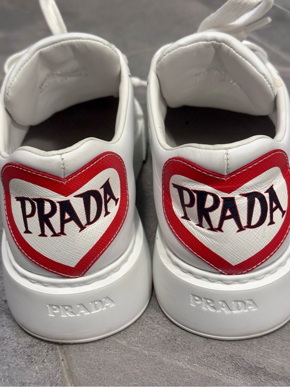 Authentic Prada White Heart Shaped Platform Sneakers